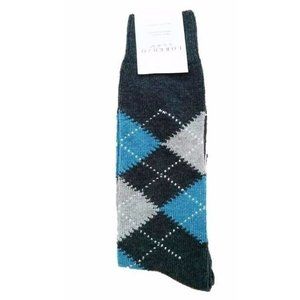 LORENZO UOMO Argyle  Socks ITALY Charcoal Grey / Blue ( 10 - 13 )